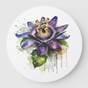 Relógio Grande Flor Passivo Púrpura