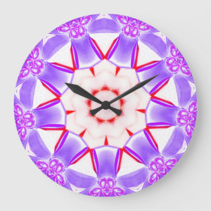 Relógio Grande Flor Roxo Doce Fractal