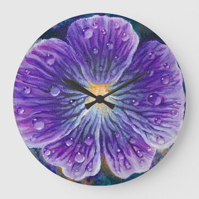 Relógio Grande Flor Viola (Frente)