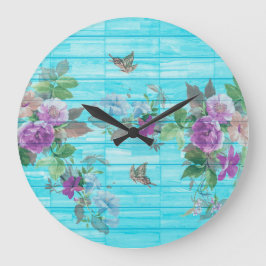Relógio Grande Florais De Chique De Estilo Vintage Em Azul