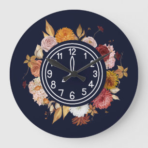 Relógio Grande Floral de Aquarela Elegante