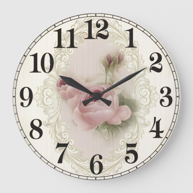 Relógio Grande Floral Elegance Round Acrylic Wall Clock (Frente)