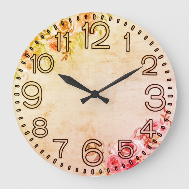 Relógio Grande Floral Elegance Round Acrylic Wall Clock (Frente)