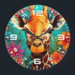 Relógio Grande Floral Girafa Portrait- 9319<br><div class="desc">Floral Girafa Portrait- 9319</div>