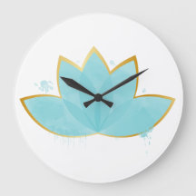 Floral Lotus Watercolor Seafoam Azul e Faux Dourad