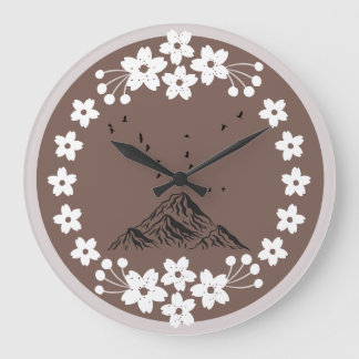 Relógio Grande Floral Mountain Wall Clock | Elegant Minimal Home 