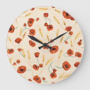 Relógio Grande Floral selvagem: padrão claro de fundo.