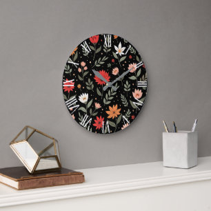 Relógio Grande Floral Vintage - Bela Coleção Moderna