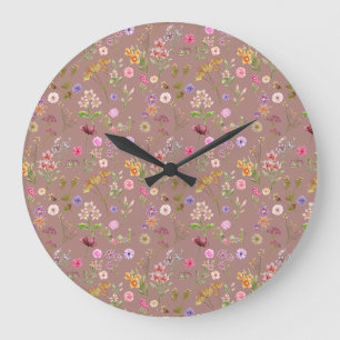 Relógio Grande floral water color pattern- pink, purple, green-