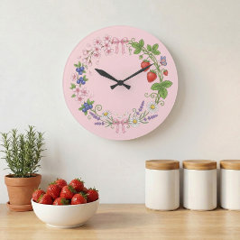 Relógio Grande Floral Wreath Botanical Acrylic Wall Clock