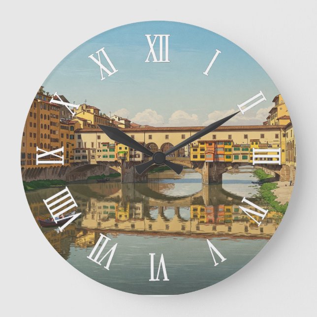 Relógio Grande Florence Italy Ponte Vecchio Wall Clock (Frente)
