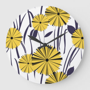 Relógio Grande Flores amarelas