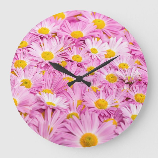 Relógio Grande Flores Amarelas Cor-de-rosa Fundo sem costura (Frente)