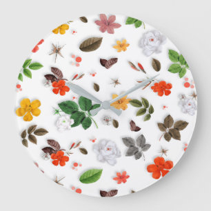 Relógio Grande Flores Amarelas e Rosas Brancas 15