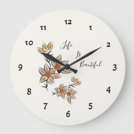 Relógio Grande Flores beges