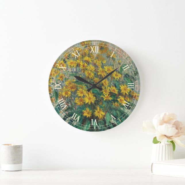 Relógio Grande Flores de Alcachofra de Jerusalém por Claude Monet (Lar)