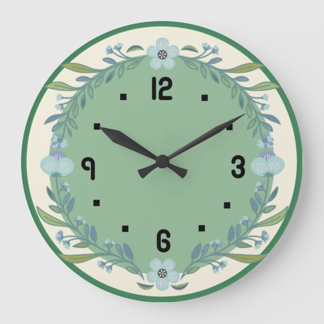 Relógio Grande Flores de cozinha (Frente)