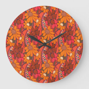 Relógio Grande Flores de Groovy de Queda