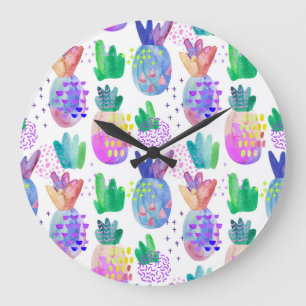 Relógio Grande Flores de outono pintadas à mão, padrão sem costur