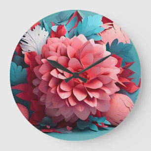 Relógio Grande flores de papel 3d