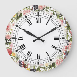 Relógio Grande Flores de Verão do Jardim Botânico Vintage
