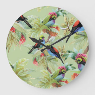 Relógio Grande Flores de Verão: Padrão Tropical