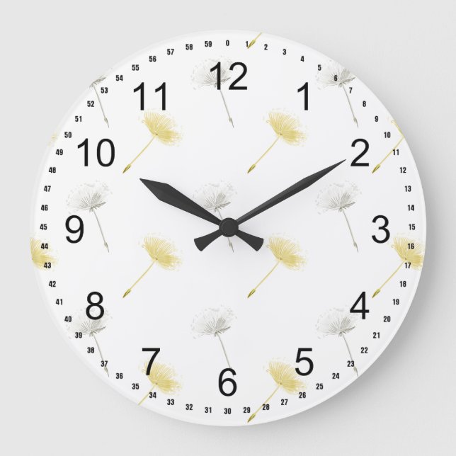 Relógio Grande Flores do dente-de-leão dos desejos (Frente)