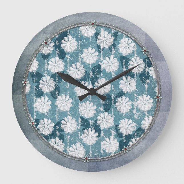 Relógio Grande Flores e borboletas inspiradas (Frente)