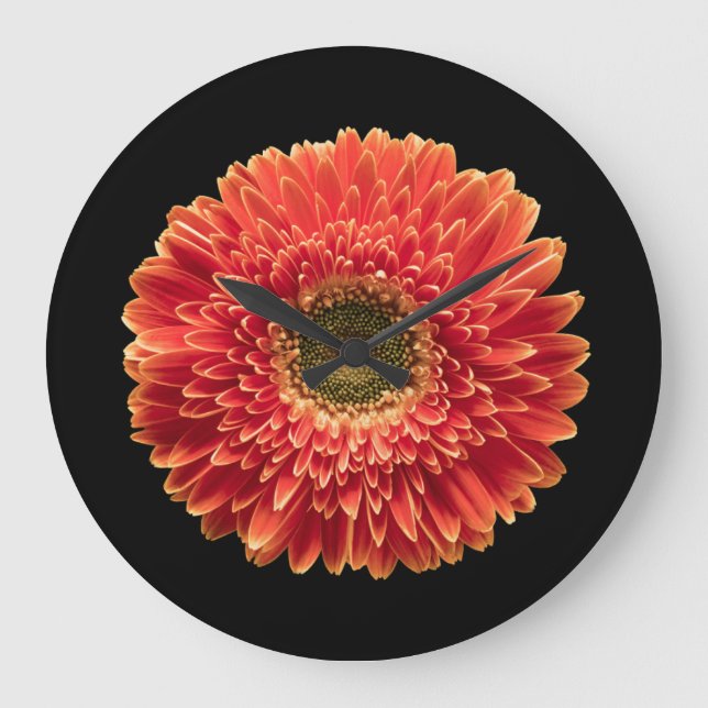 Relógio Grande Flores | Orange Gerbera Daisy (Frente)
