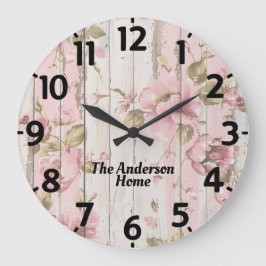 Relógio Grande Flores Rosa Russas
