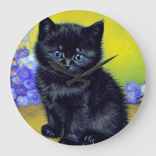 Relógio Grande Flores Roxas Pretas de Gogh