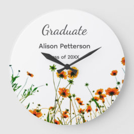 Relógio Grande Flores silvestres amarelas alaranjadas modernas e 