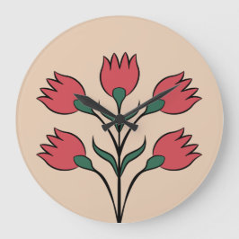 Relógio Grande Flores Vermelhas