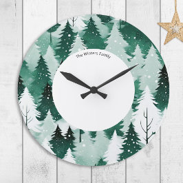 Relógio Grande Floresta de Sempre-Verdes de Inverno Personalizada