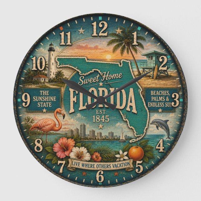 Relógio Grande Florida State Heritage Flamingo Beaches (Frente)