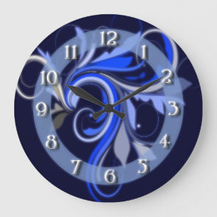 Relógio Grande Flourish azul