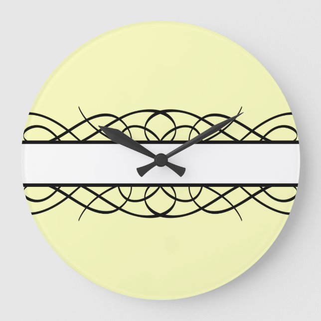 Relógio Grande Flourish de Deco do marfim (Frente)