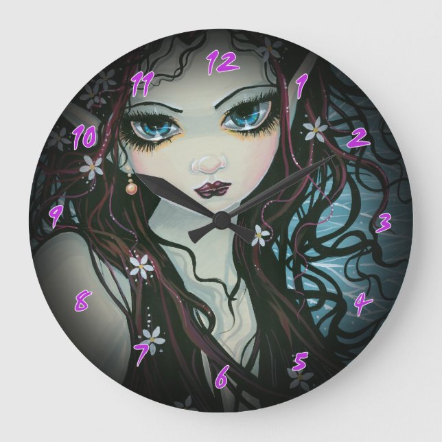 Relógio Grande Flower Child Fairy Fantasy Art Clock (Frente)