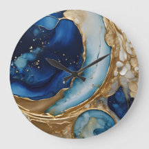 Fluido Abstrato Dourado-Marinho Praia