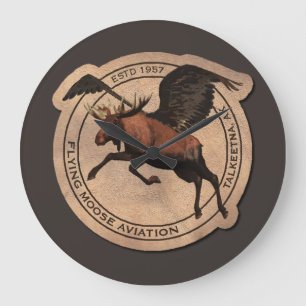 Relógio Grande Flying Moose Aviation Patch