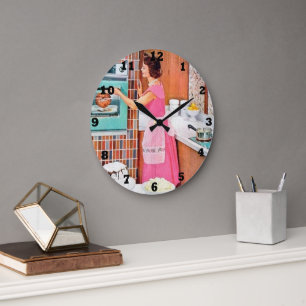 Relógio Grande fofo retro vintage, senhora de cozinha Large Clock