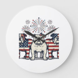 Relógio Grande Fogueira Patriótica Bulldog Desenho Vintage