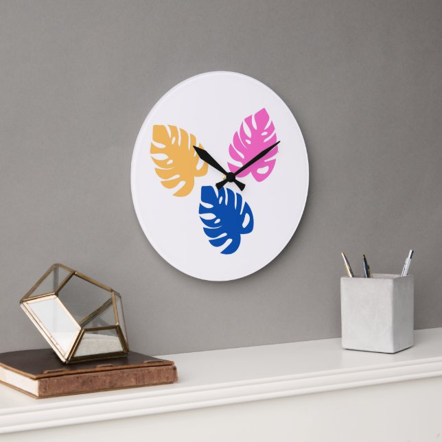 Relógio Grande  Folha de Teal Rústica Contemporânea  (Escritório)