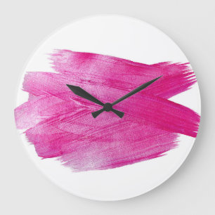 Relógio Grande Folha rosa Shimmering: Abstrato de Aquarela