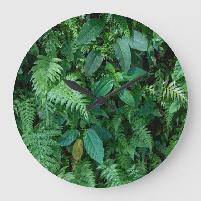 Relógio Grande Folhagem de Grama Verde-Fern (Frente)