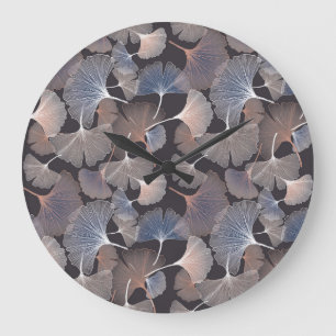 Relógio Grande Folhas de Ginkgo: padrão natural elegante.