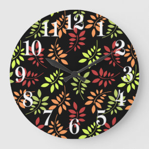 Relógio Grande Folhas de outono Coloridas em Tones Quentes com Re