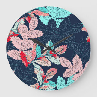 Relógio Grande Folhas de Palma Tropicais: Padrão de Vintage