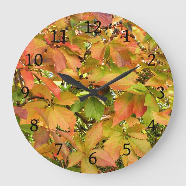 Relógio Grande Folhas de videira selvagens do outono (Frente)