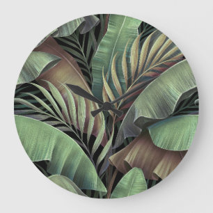 Relógio Grande Folhas tropicais de palma, ilustração tridimension